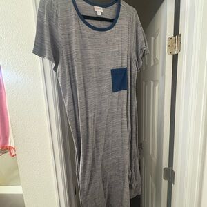 LuLaRoe Gray and Blue High Low Dress